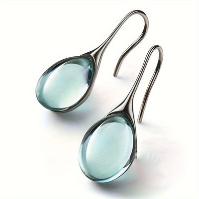 Pendants d'Oreilles en Cristal Bleu de Mer